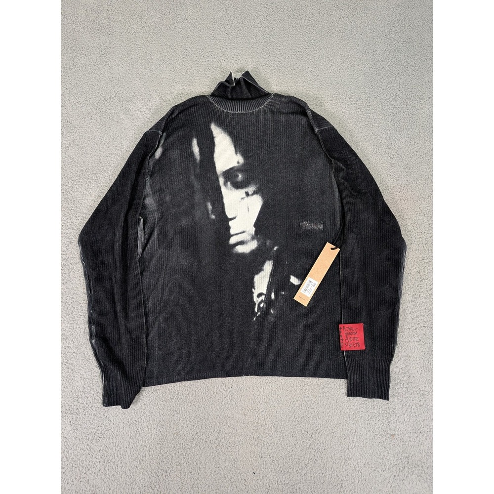 Ksubi Sweater Mens Medium Distressed Turtleneck Royality Heroism Streets Graphic